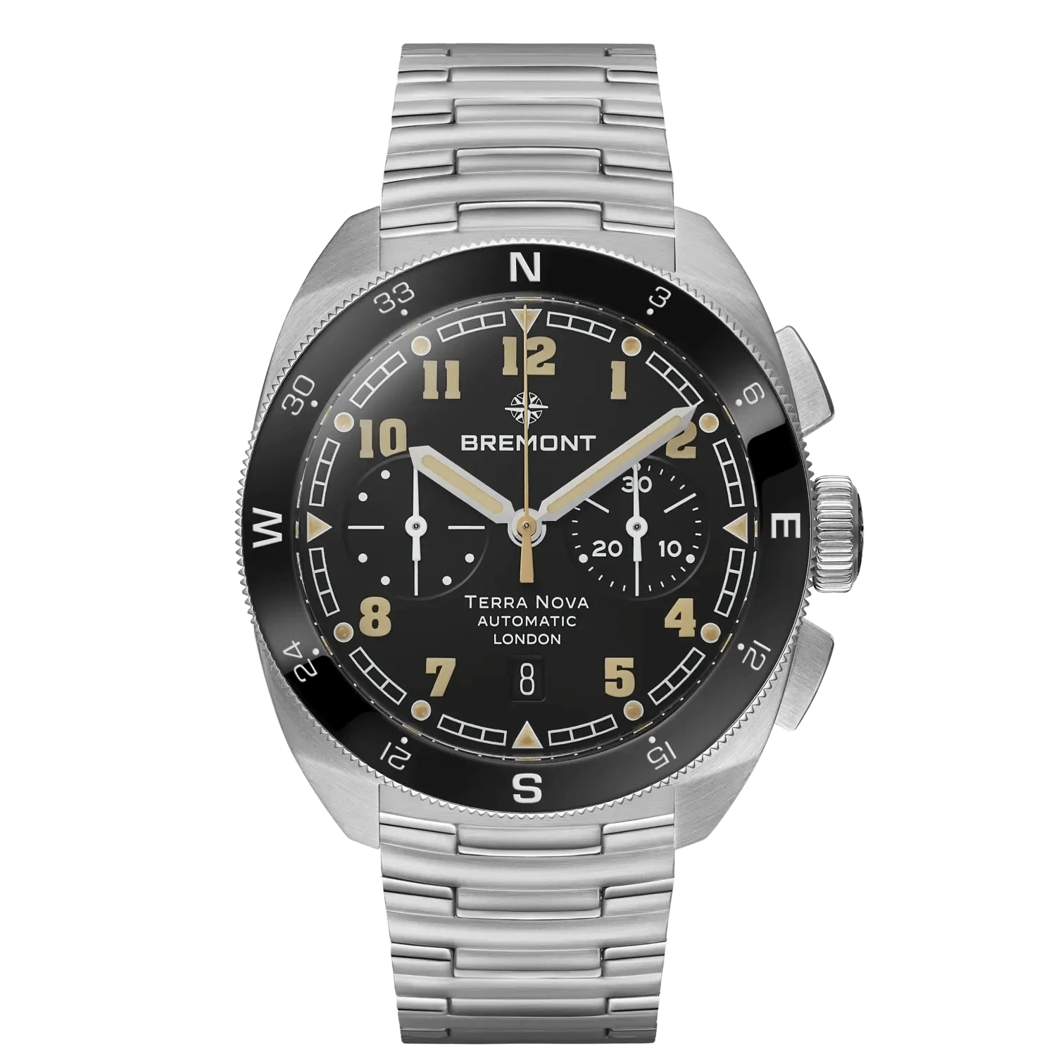 Bremont Terra Nova 42.5mm Chronograph Black Dial Men's Watch TN42-CHR-SS-BK-B