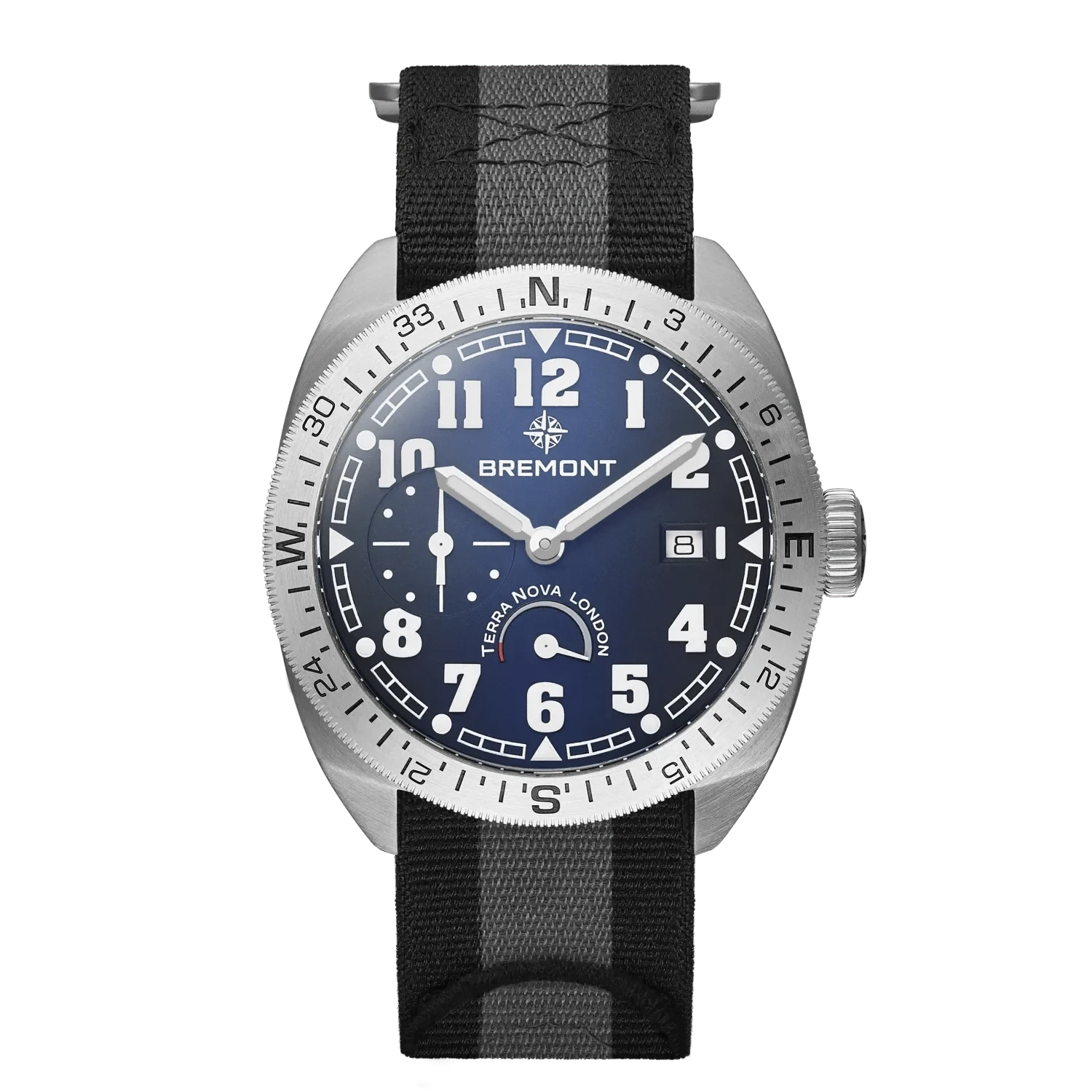 Bremont Terra Nova 40.5mm Turning Bezel Power Reserve Blue Dial Men's Watch TN40-PWR-SS-BL-N-S