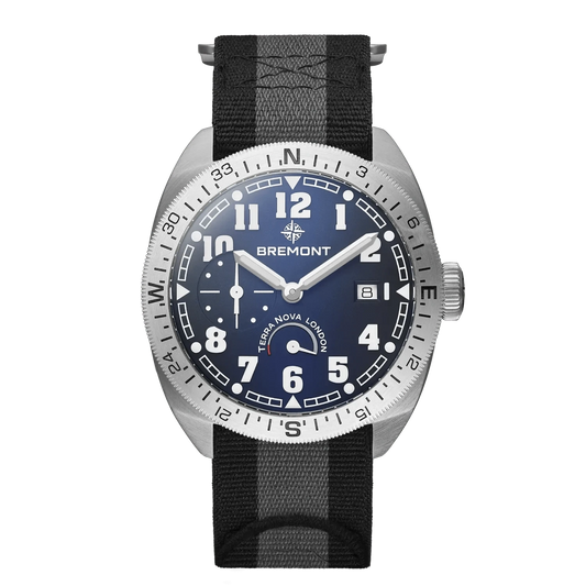 Bremont Terra Nova 40.5mm Turning Bezel Power Reserve Blue Dial Men's Watch TN40-PWR-SS-BL-N-S