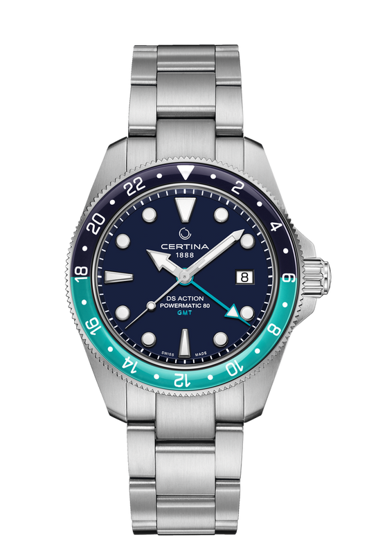 Certina DS Action GMT Powermatic 80 41mm Blue Dial Men's Watch C0329291104101