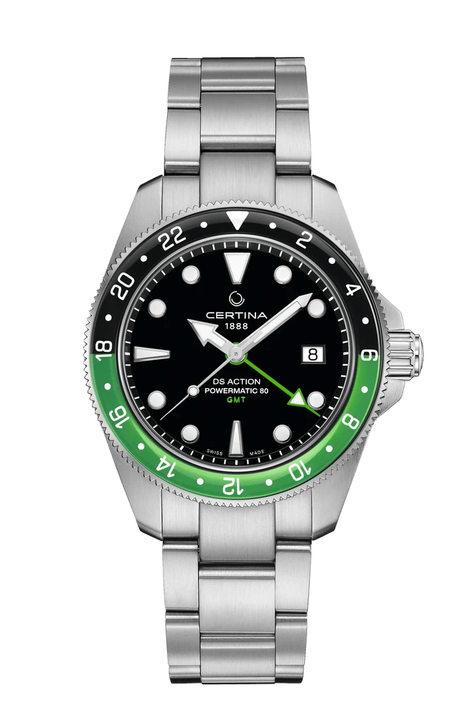 Certina DS Action GMT Powermatic 80 41mm Green-Black Men's Watch C0329291105100