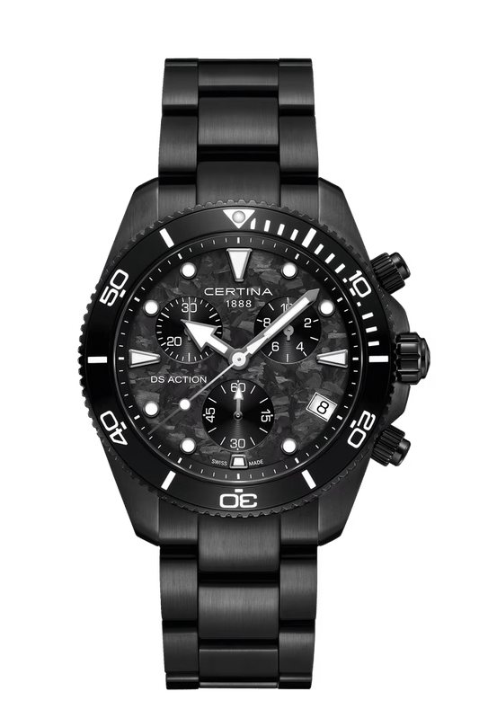 Certina DS Action Chrono 42mm Black Carbon Dial Men's Watch C0484173320100