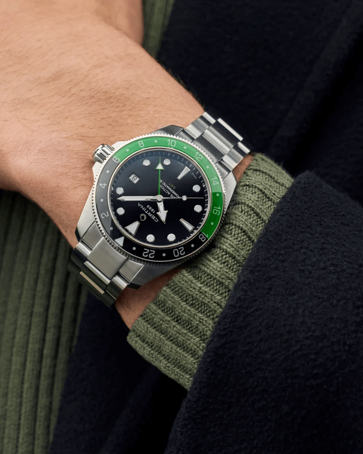 Certina DS Action GMT Powermatic 80 41mm Green-Black Men's Watch C0329291105100