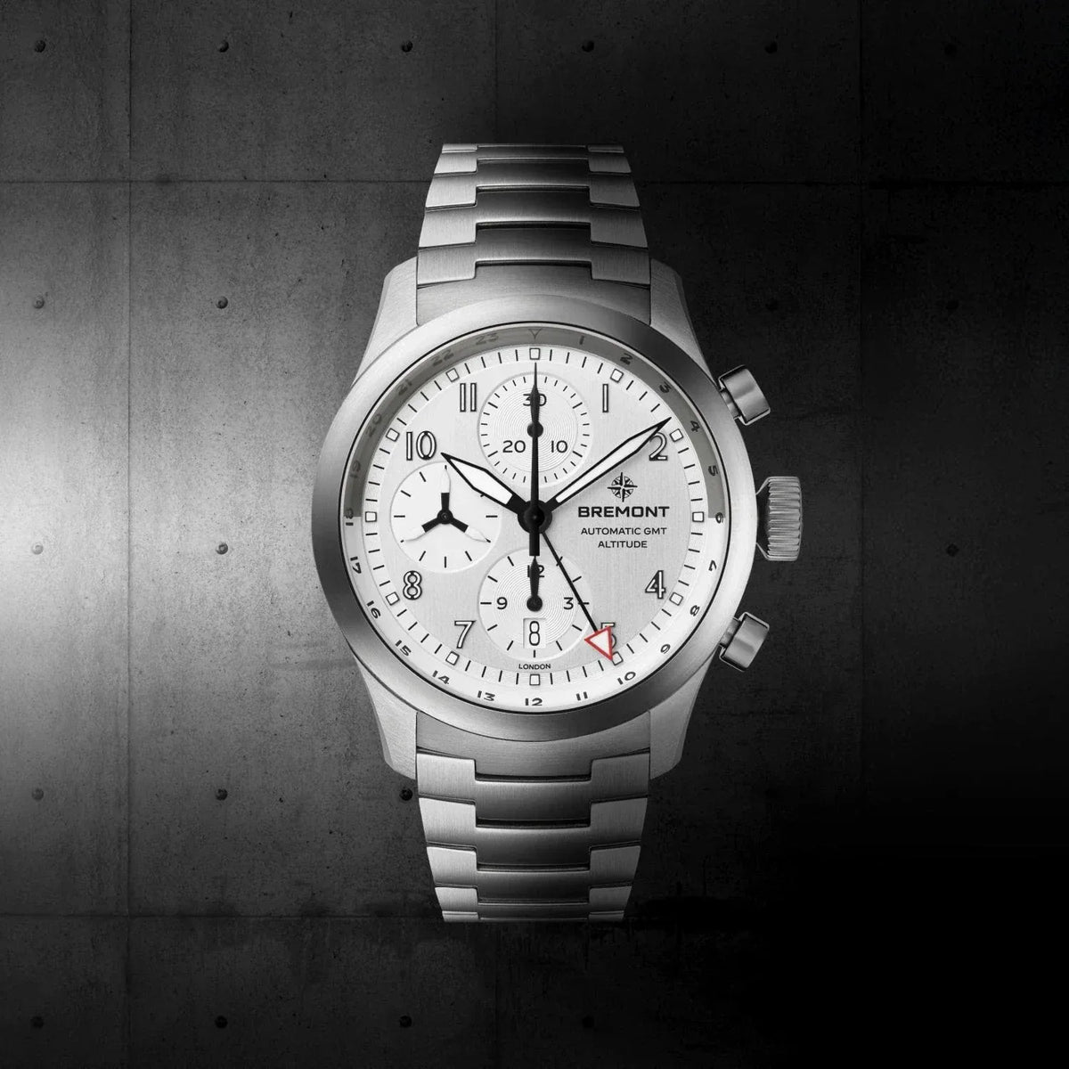 Bremont Altitude Chronograph GMT 42mm Brushed Silver Dial Men's Watch ALT42-CHR-G-SS-SI-B