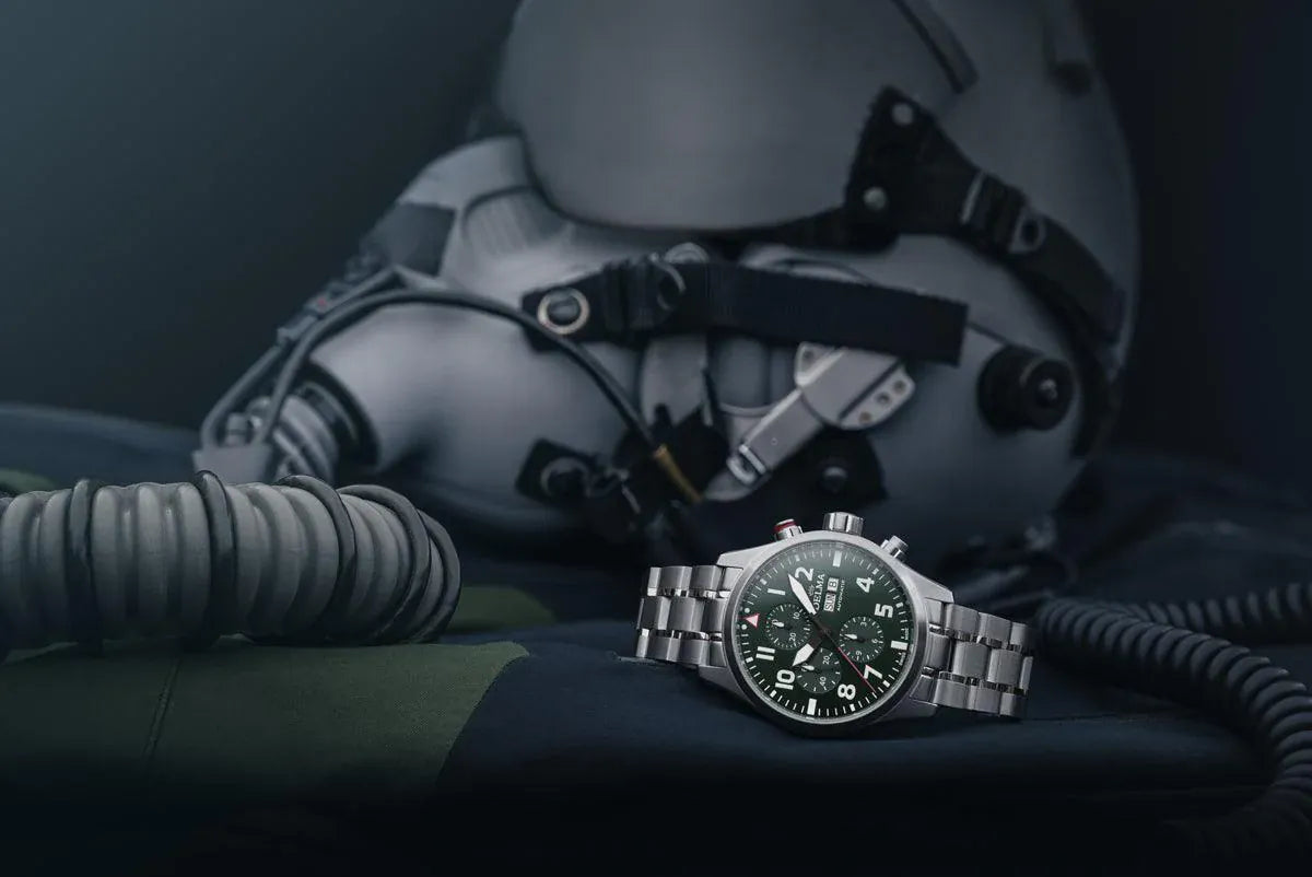 DELMA Commander Chronograph 45mm Green Dial Men's Watch 41702.580.6149