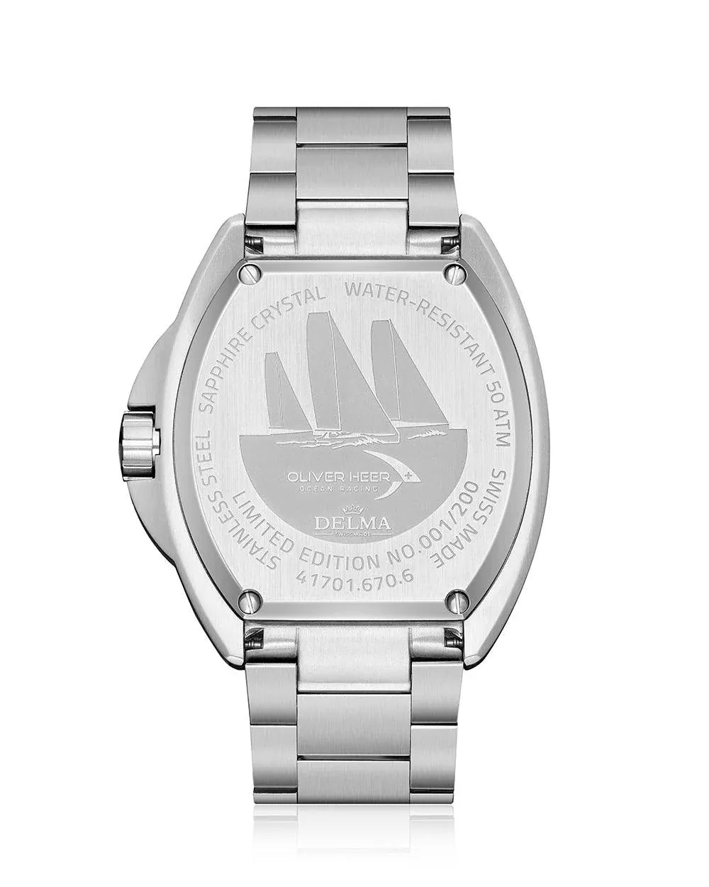DELMA Oceanmaster Oliver Heer Ocean Racing 44mm White Dial Men's Watch 41701.670.6.818