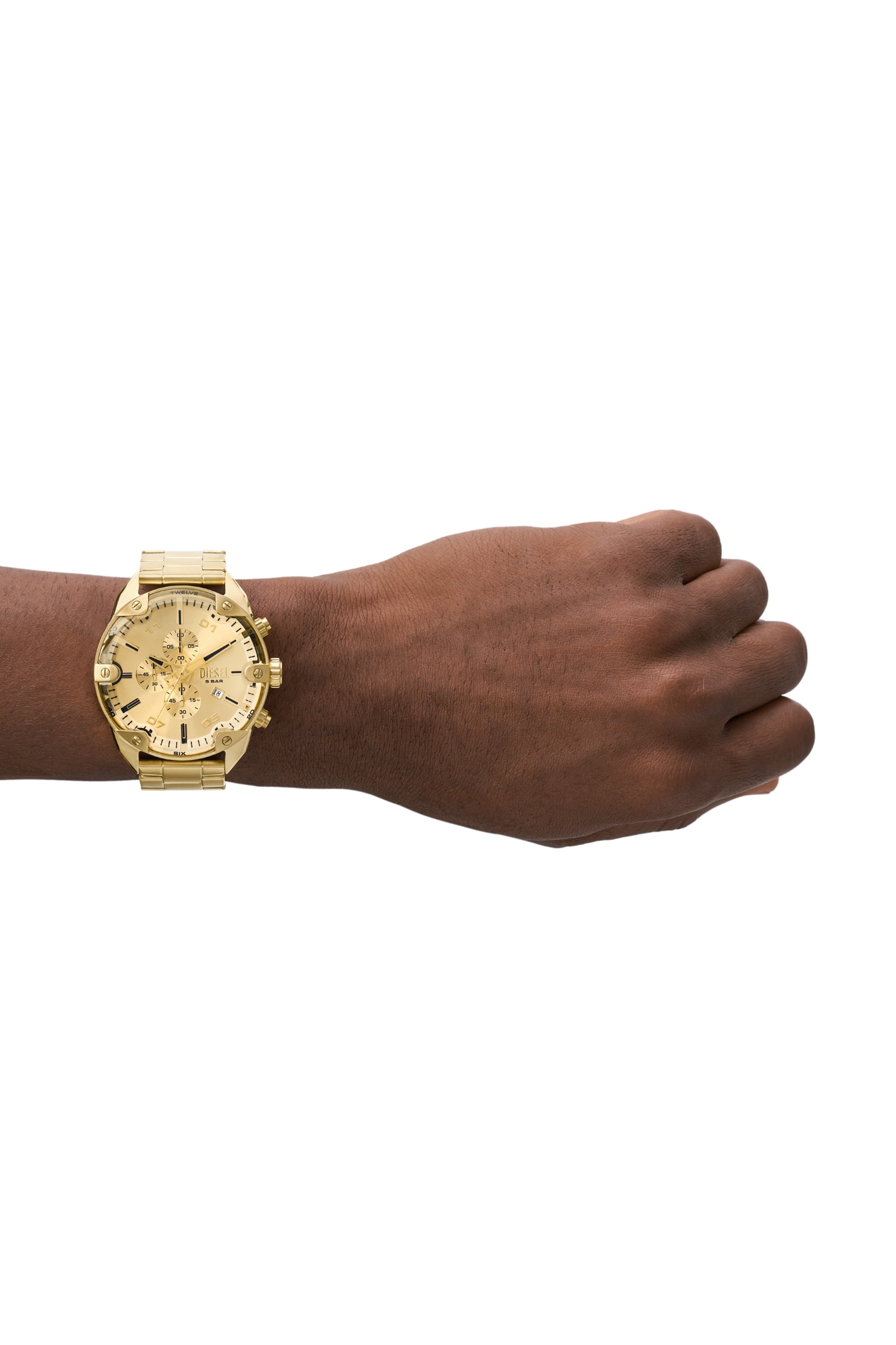 Diesel Spiked 49mm Gold Dial Men's Watch DZ4608