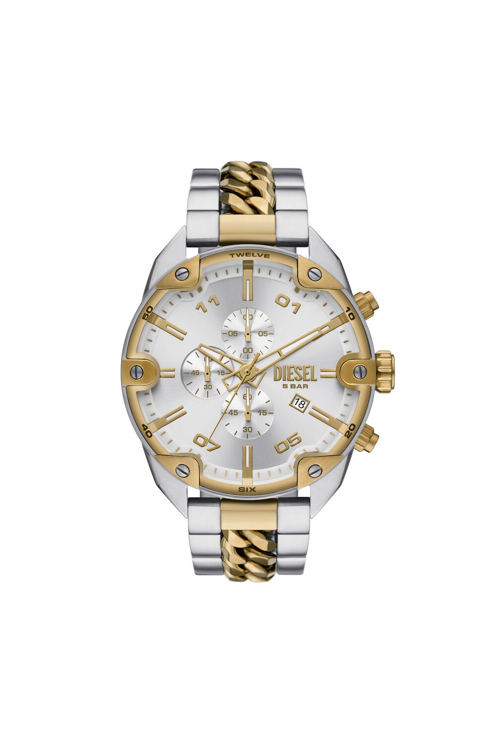 Diesel Spiked 49mm Silver Dial Men's Watch DZ4629