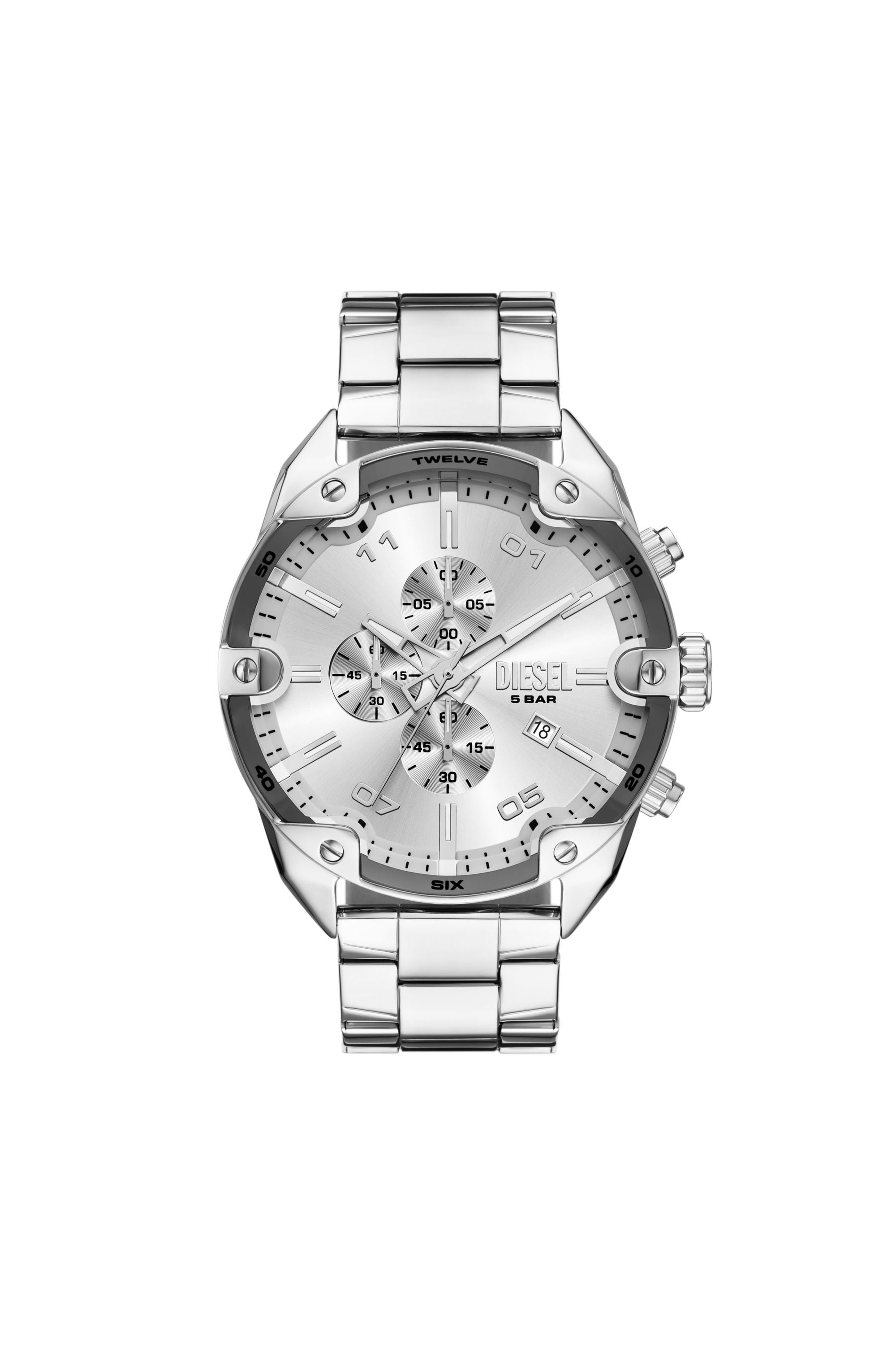 Diesel Spiked 49mm Silver Dial Men's Watch DZ4677