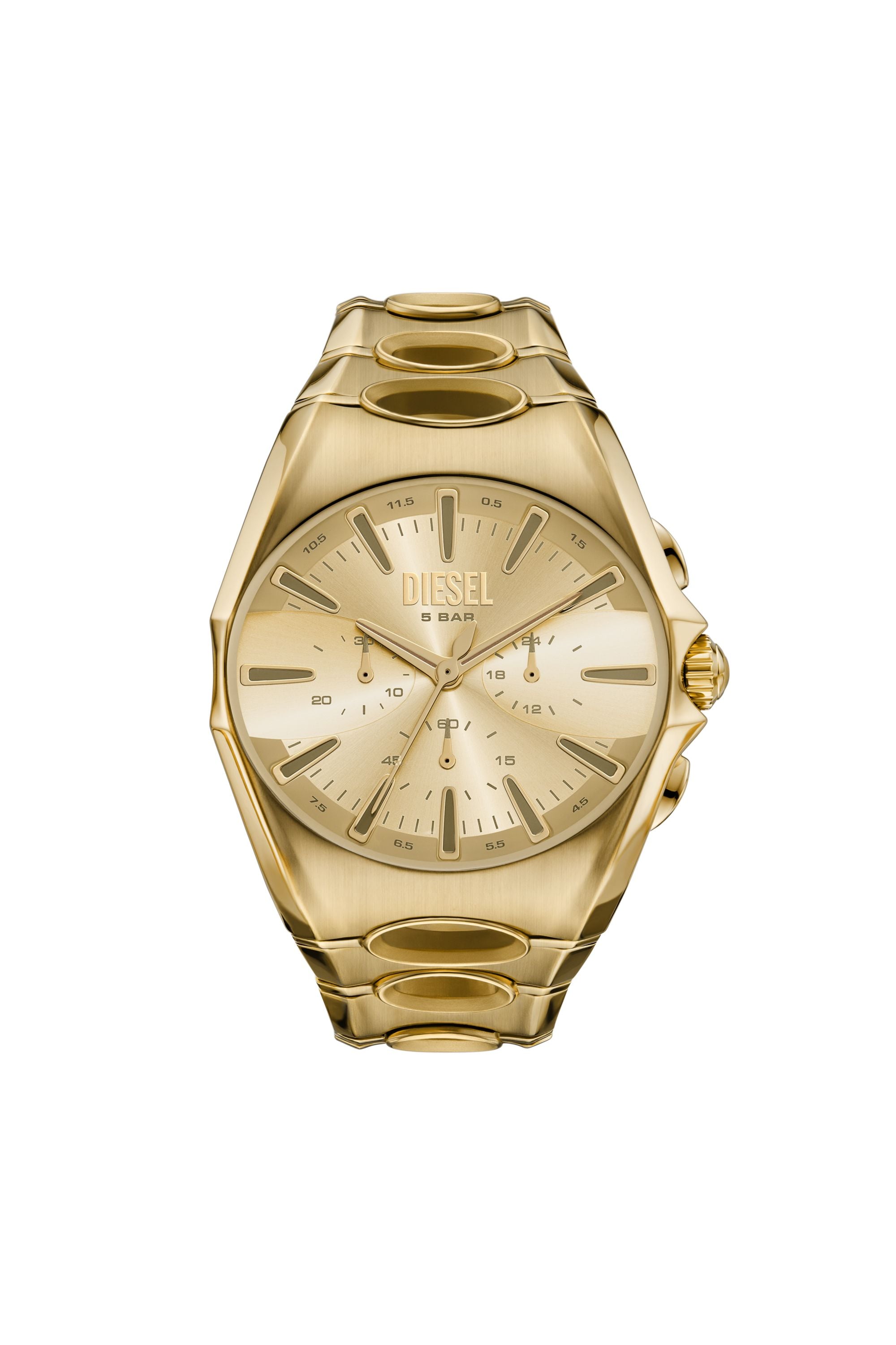 Diesel D-Curve 44mm Gold Dial Men's Watch DZ4695