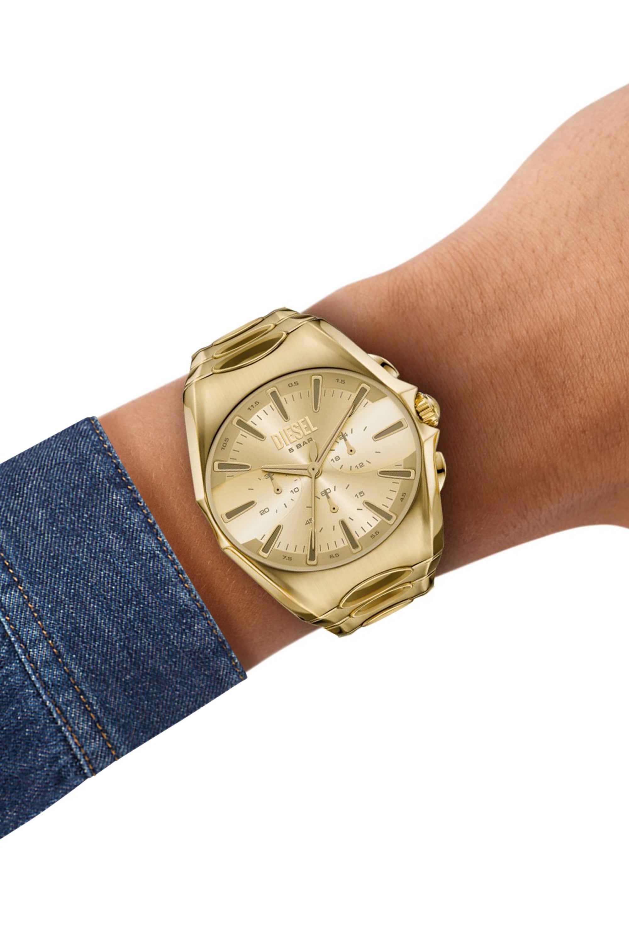 Diesel D-Curve 44mm Gold Dial Men's Watch DZ4695