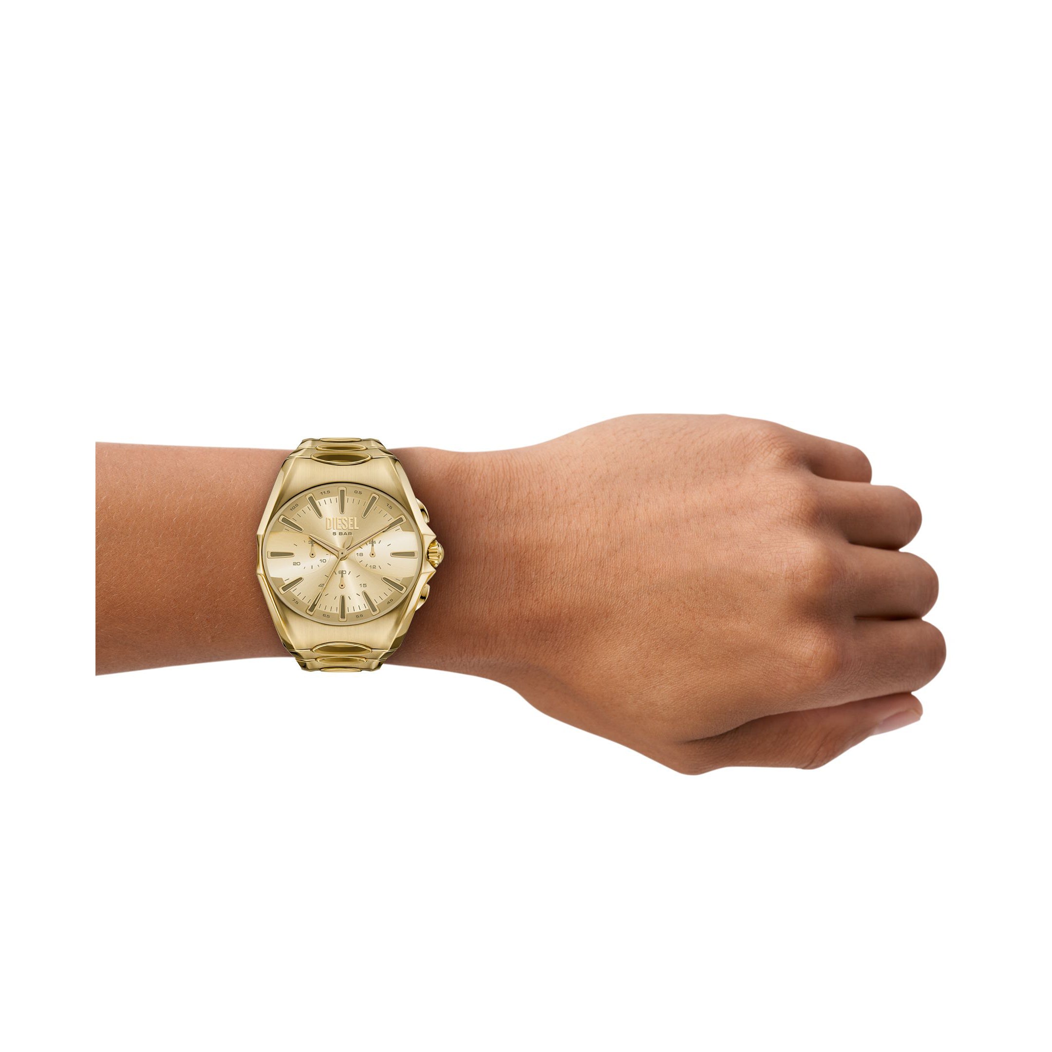 Diesel D-Curve 49mm Gold Dial Men's Watch DZ4695