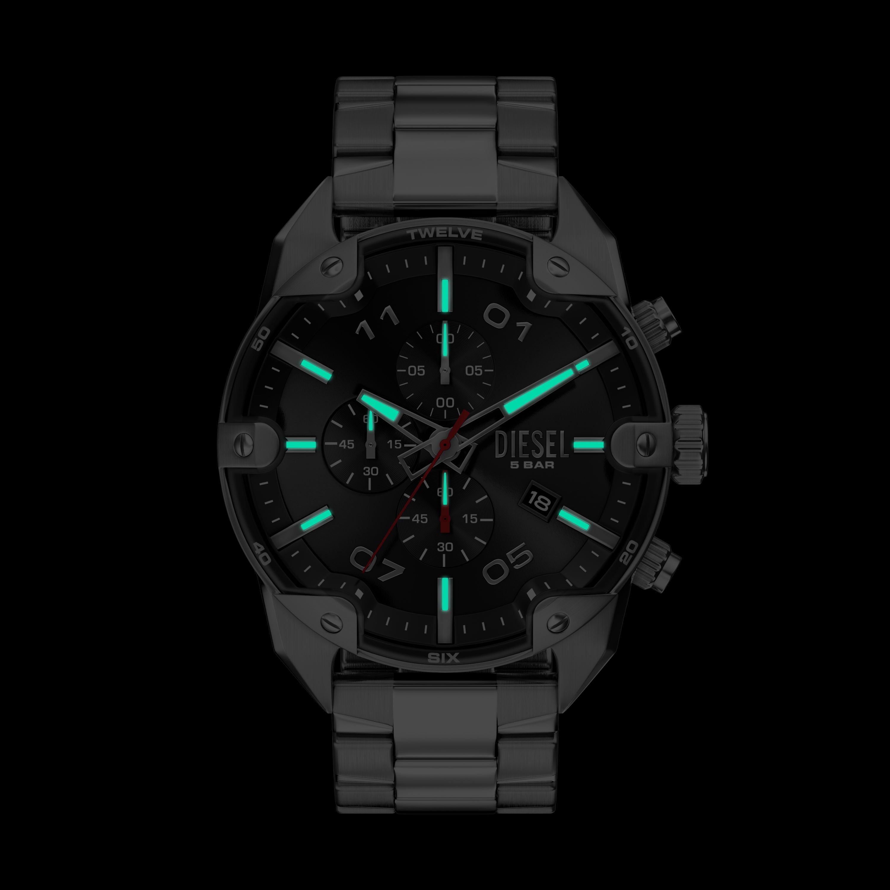 Diesel Spiked 49mm Black Dial Men's Watch DZ4709