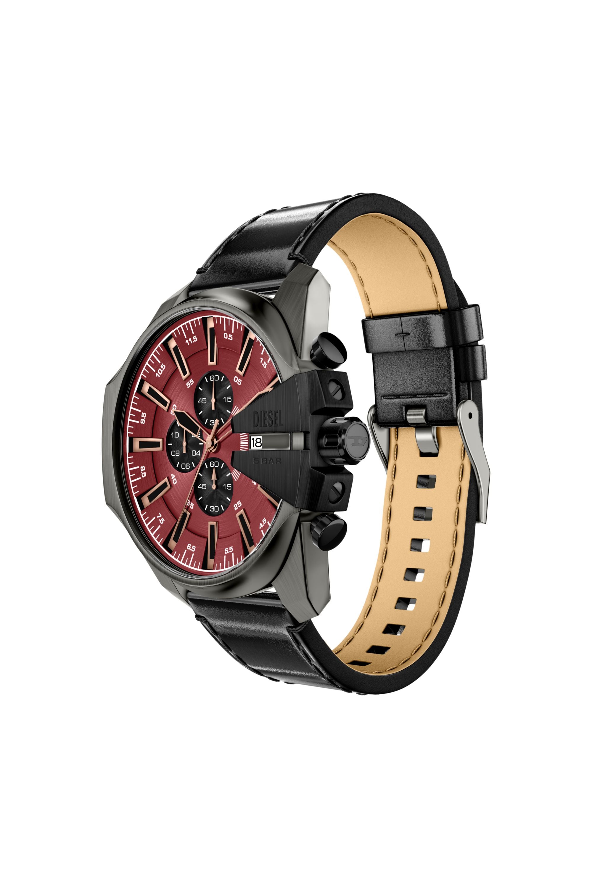 Diesel Mega Chief Slim 48mm Burgundy Dial Men's Watch DZ4714