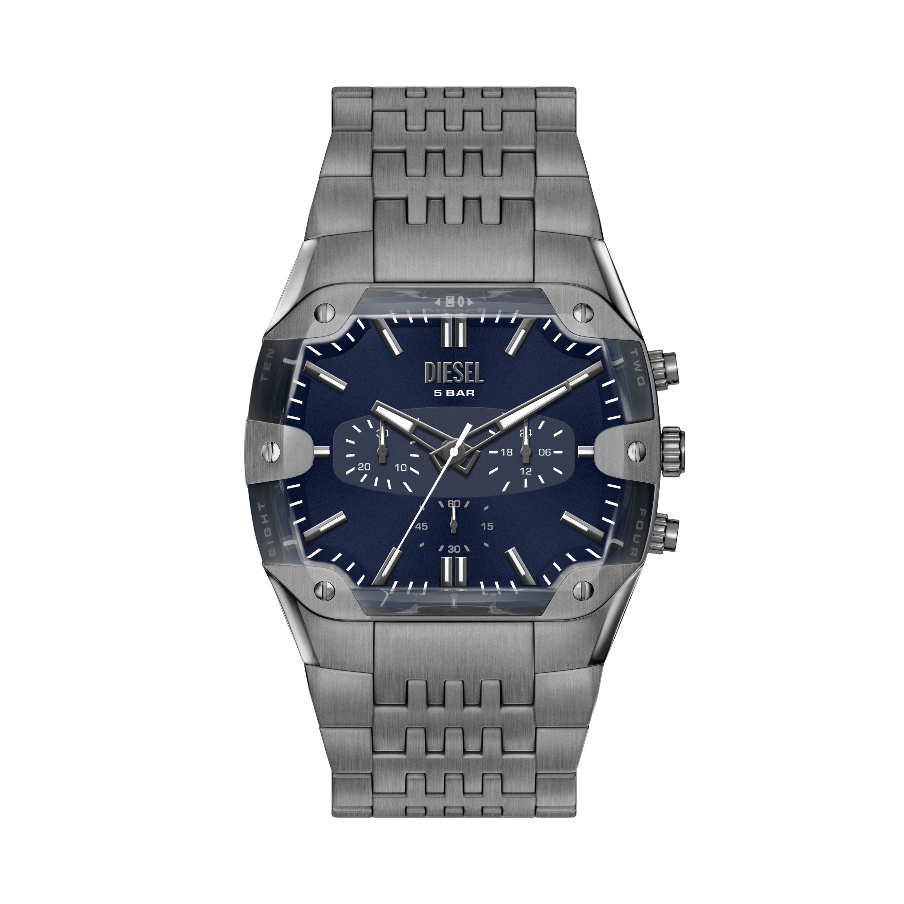 Diesel Spiked Cushion 45mm Blue Dial Men's Watch DZ4717