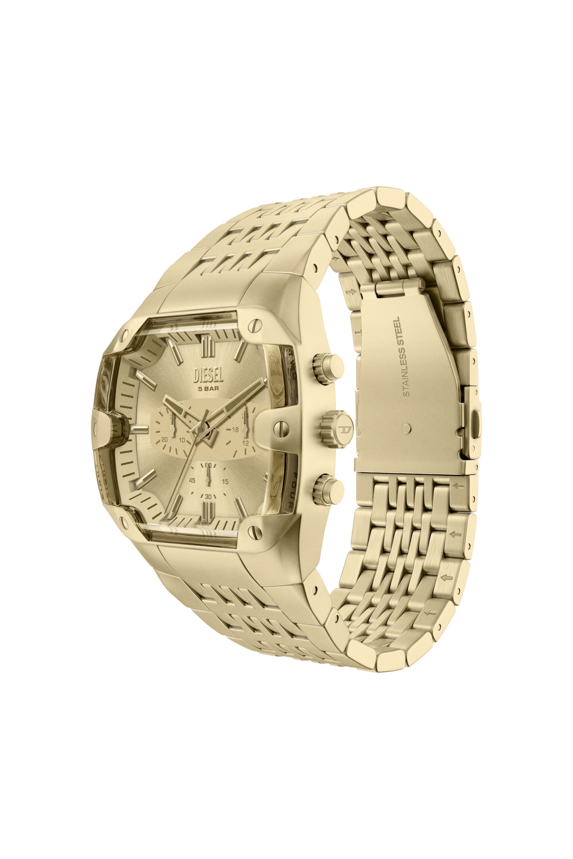 Diesel Spiked Cushion 45mm Gold Dial Men's Watch DZ4718