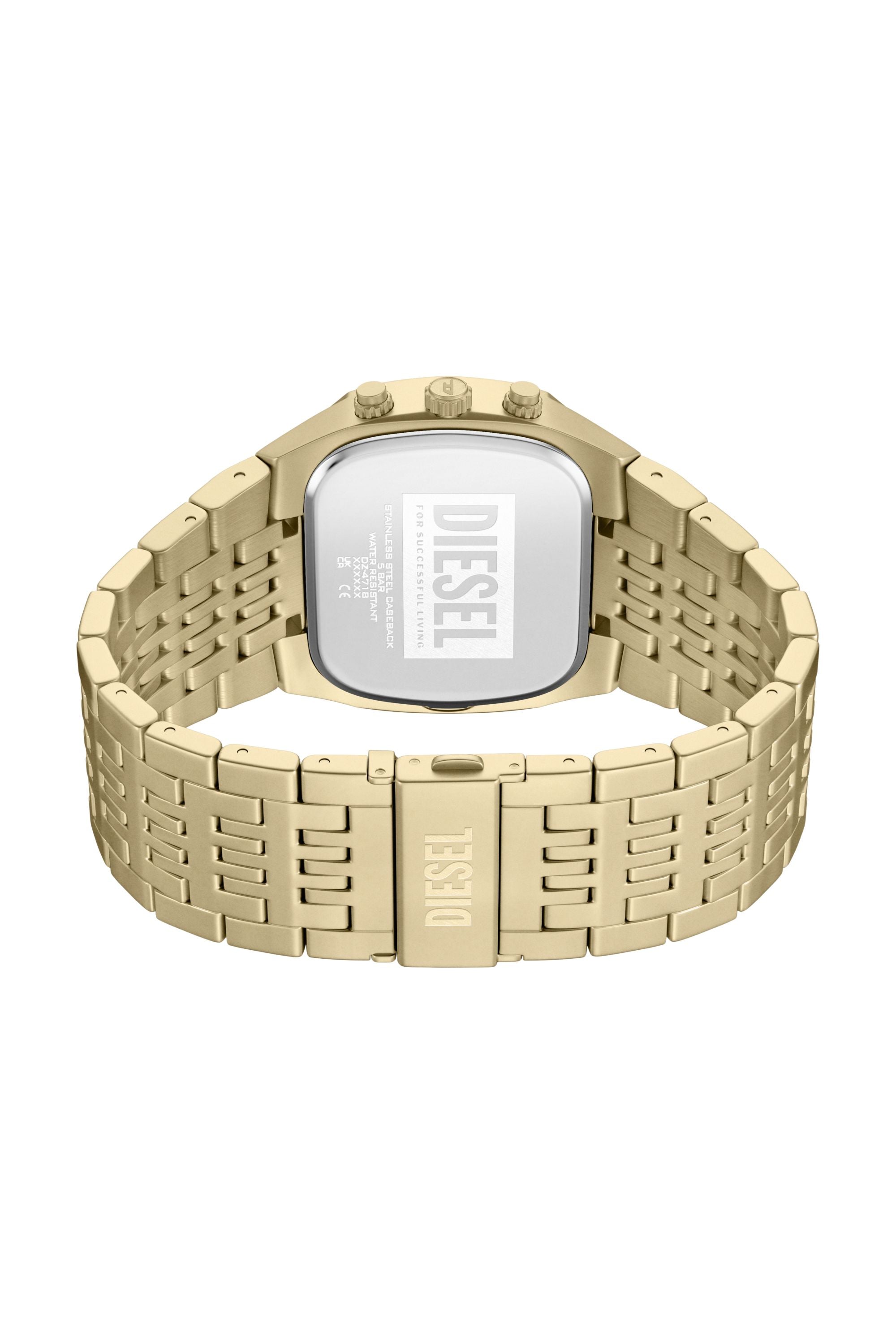 Diesel Spiked Cushion 45mm Gold Dial Men's Watch DZ4718