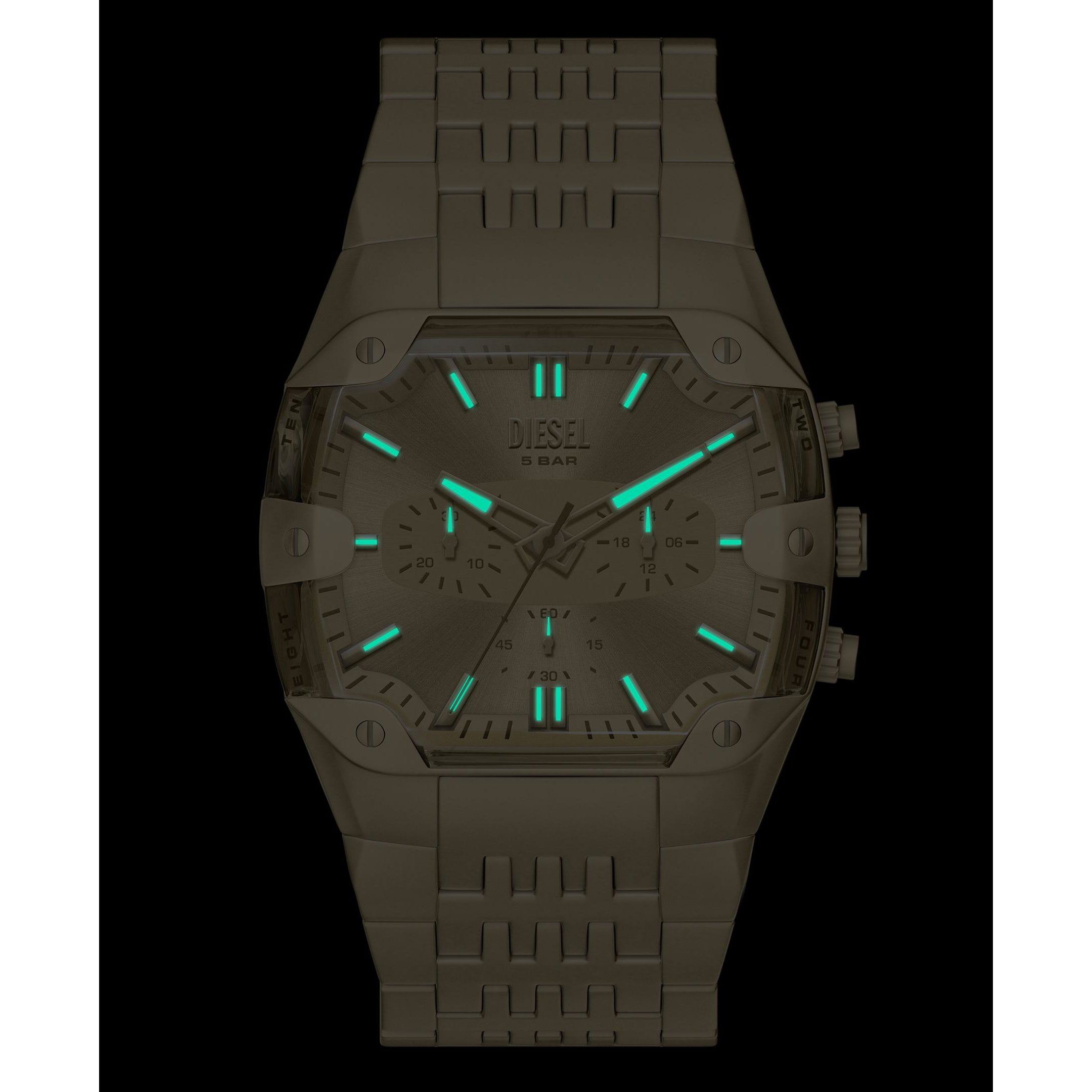Diesel Spiked Cushion 45mm Gold Dial Men's Watch DZ4718