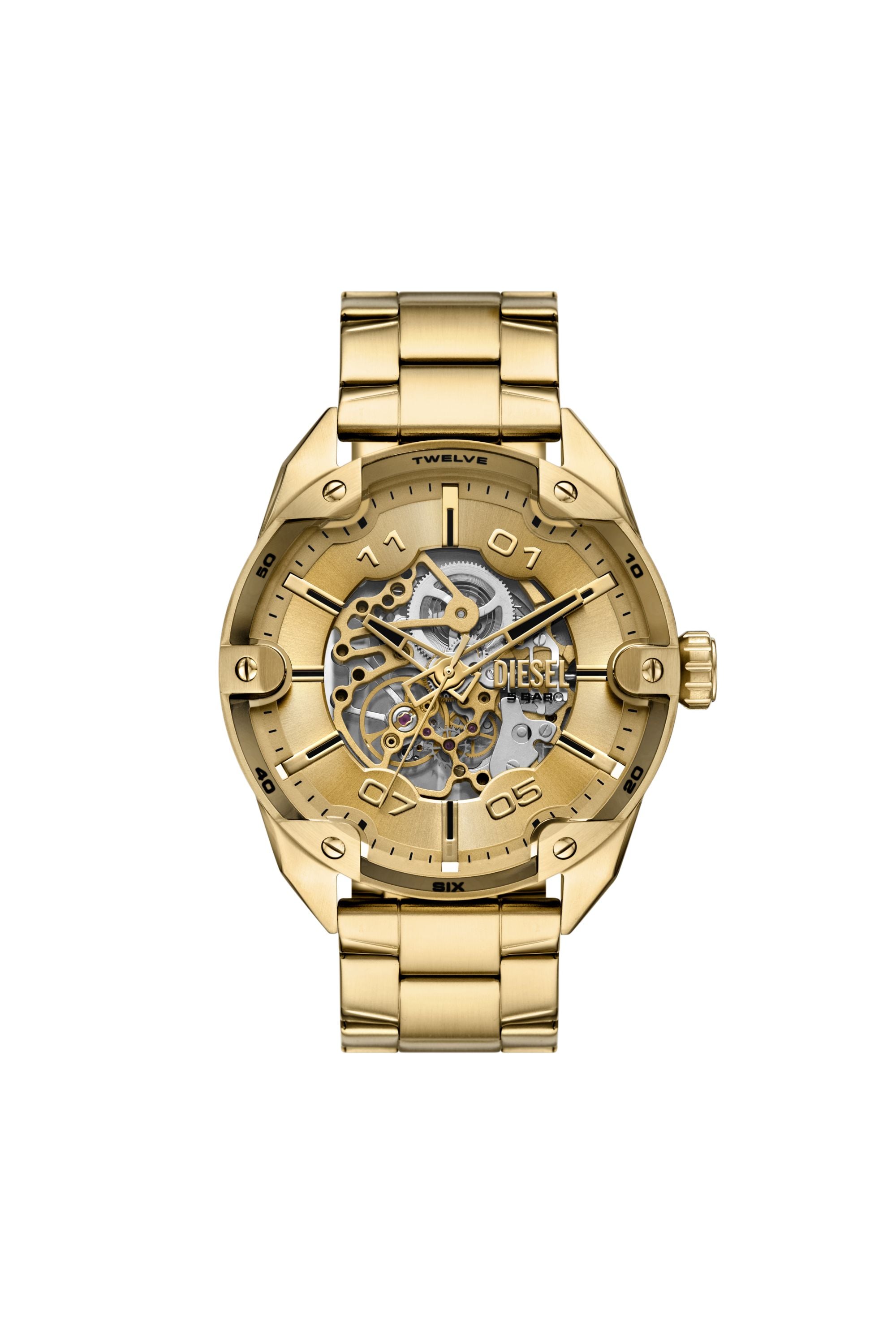 Diesel Spiked 49mm Gold Dial Men's Watch DZ4720