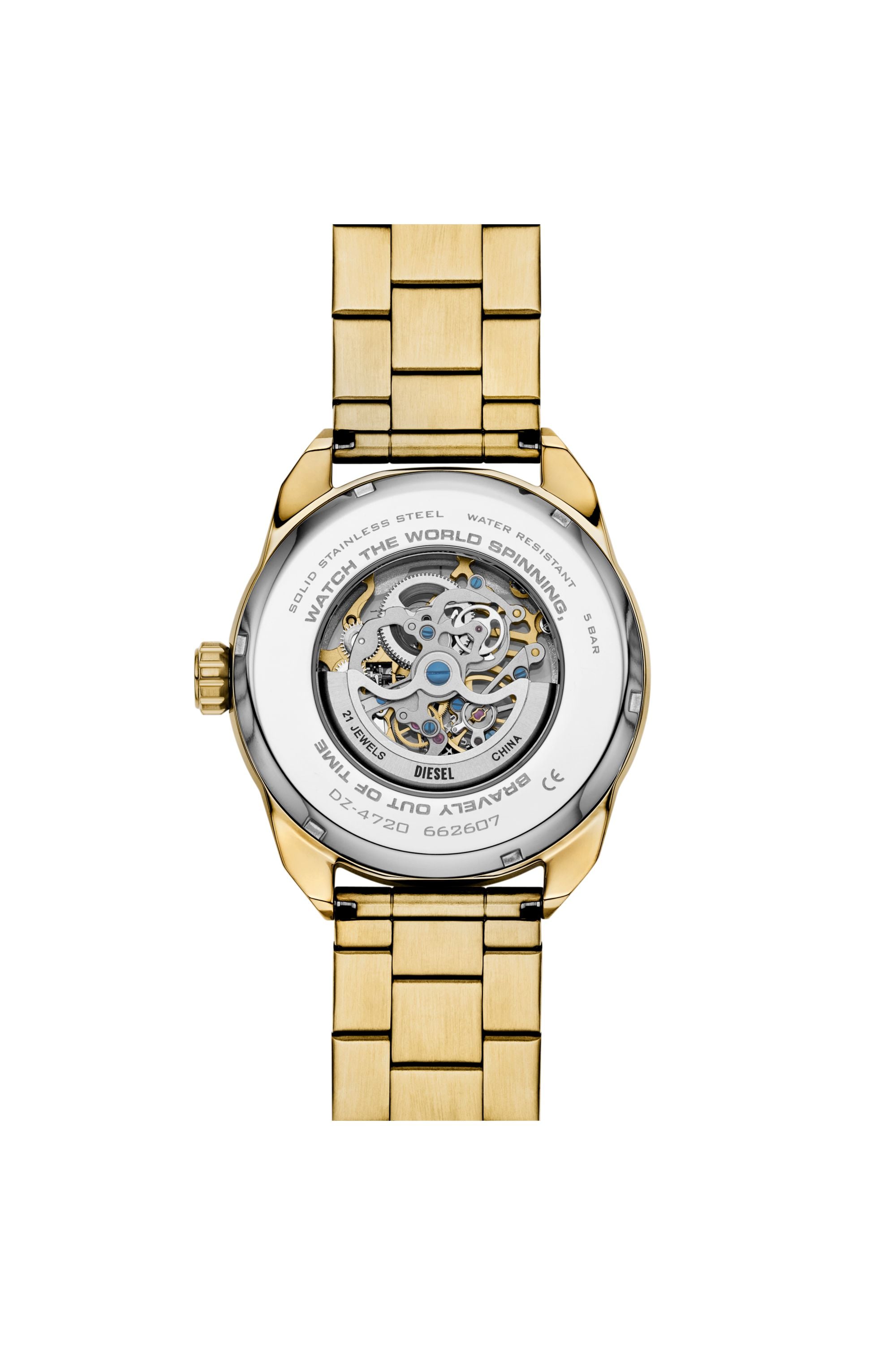 Diesel Spiked 49mm Gold Dial Men's Watch DZ4720