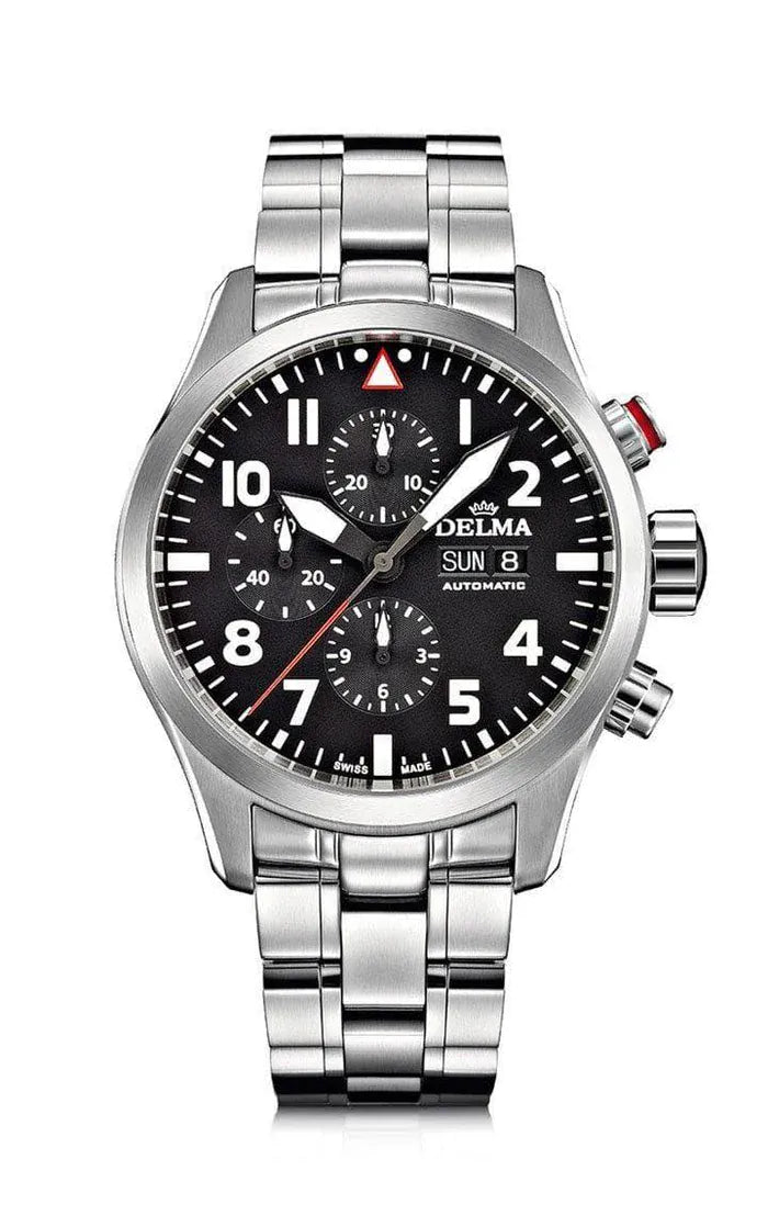 DELMA Commander Chronograph 45mm Black Dial Men's Watch 41702.580.6.038