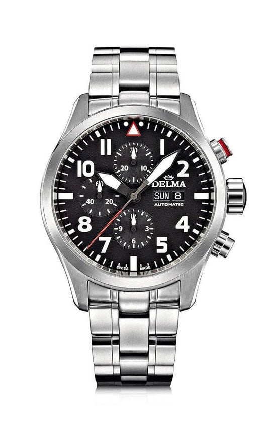 DELMA Commander Chronograph 45mm Black Dial Men's Watch 41702.580.6.038