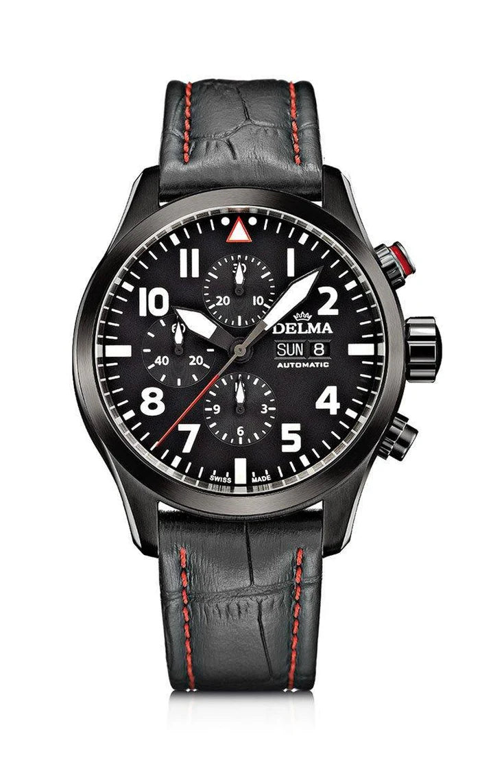 DELMA Commander Chronograph 45mm Black Dial Men's Watch 44601.580.6.038
