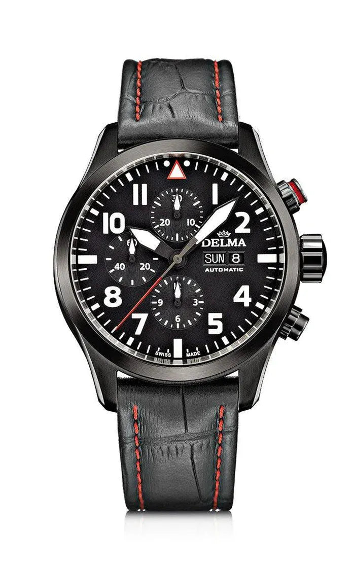 DELMA Commander Chronograph 45mm Black Dial Men's Watch 44601.580.6.038