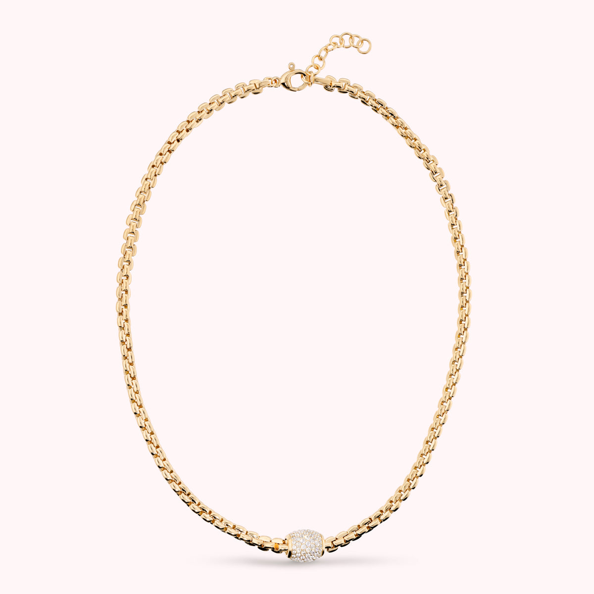 Bronzallure Squared Rolo Link Necklace with Cubic Zirconia Pavé WSBZ02579Y.WR