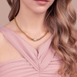 Bronzallure Squared Rolo Link Necklace with Cubic Zirconia Pavé WSBZ02579Y.WR
