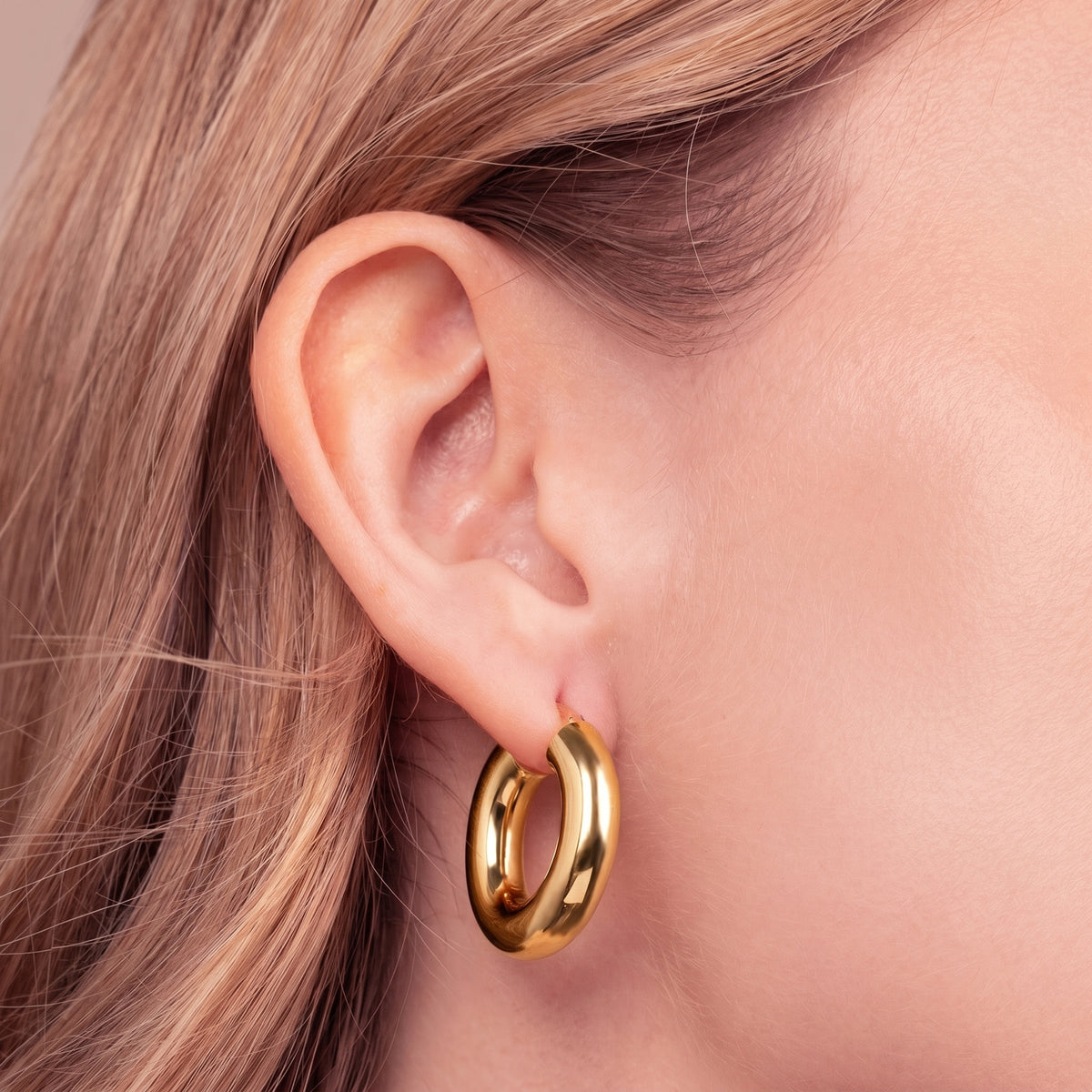 Bronzallure Golden Polished Oval Earrings 3cm WSBZ02646Y.YG