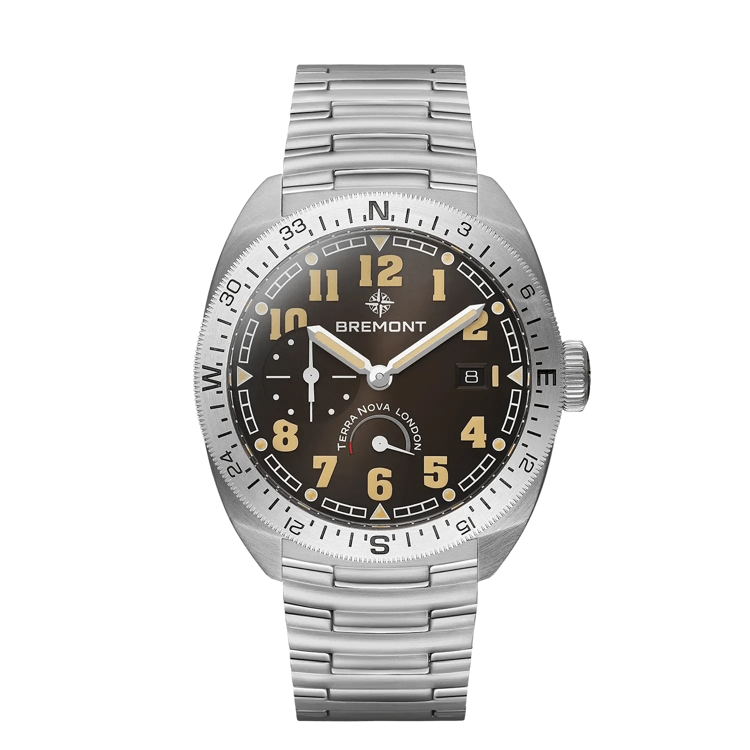 Bremont Terra Nova 40.5mm Turning Bezel Power Reserve Black Dial Men's Watch TN40-PWR-SS-BK-B