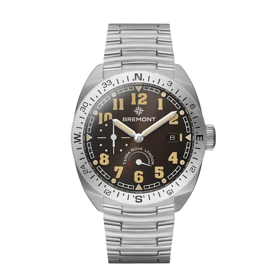 Bremont Terra Nova 40.5mm Turning Bezel Power Reserve Black Dial Men's Watch TN40-PWR-SS-BK-B