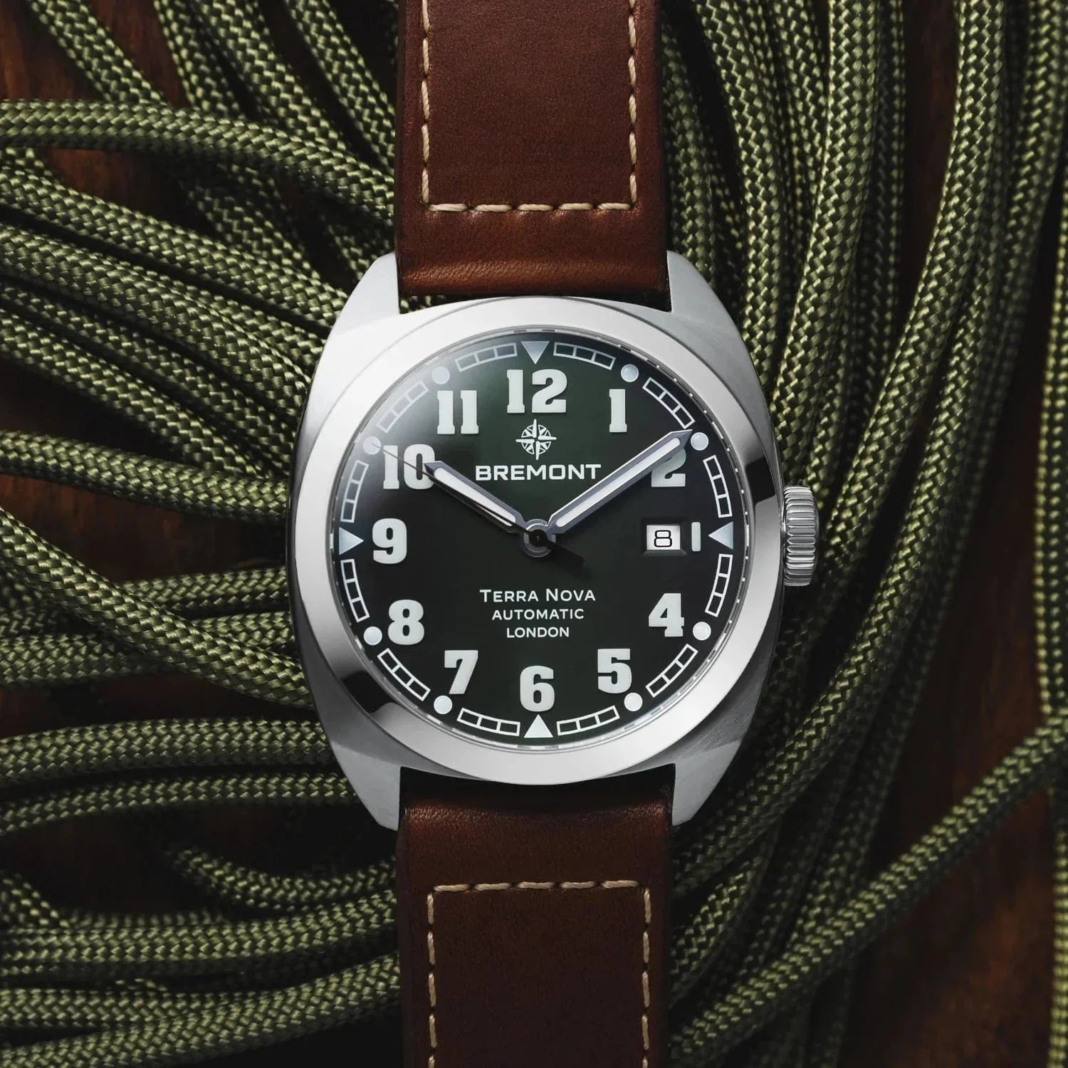 Bremont Terra Nova 40.5mm Date Green Dial Men's Watch TN40-DT-SS-GN-L-S