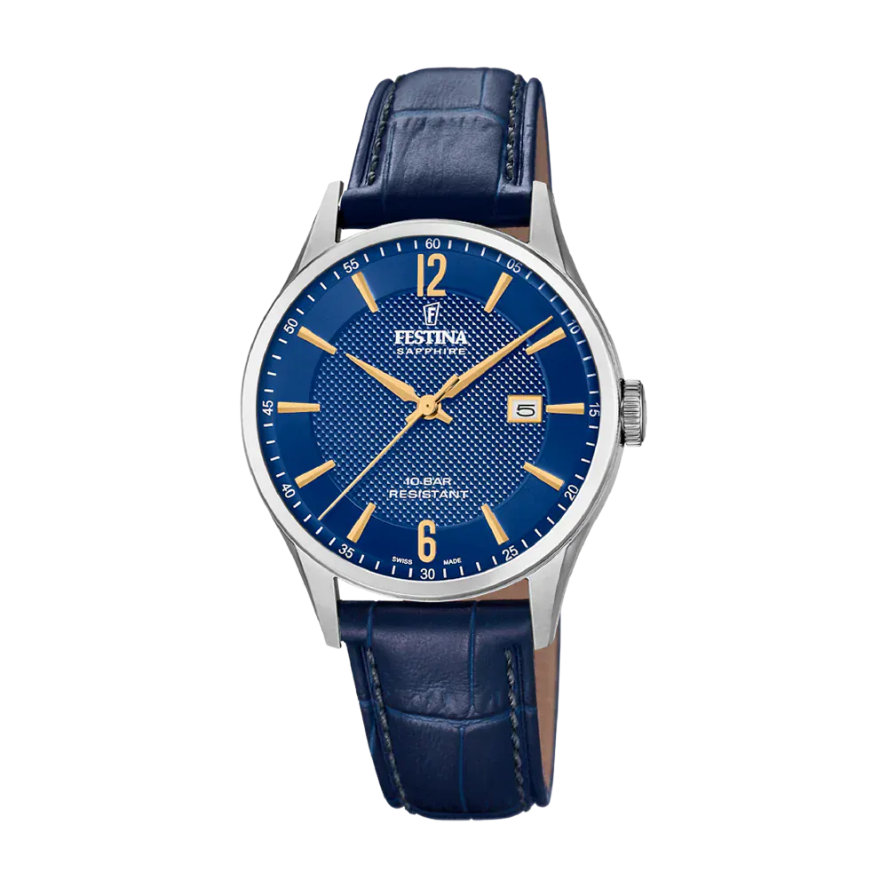 Festina Swiss Made 40mm Blue Dial Men's Watch F20007/3