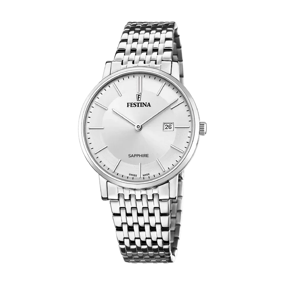 Festina Swiss Sapphire 39mm Silver Dial Men's Watch F20018/1