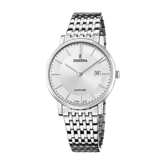 Festina Swiss Sapphire 39mm Silver Dial Men's Watch F20018/1