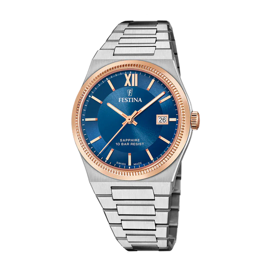 Festina Swiss Rivé 40mm Blue Dial Men's Watch F20036/2