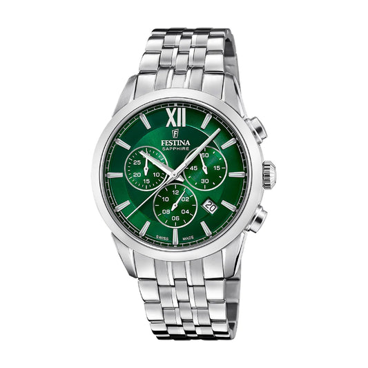Festina Swiss Chronograph 41mm Green Dial Men's Watch F20040/3