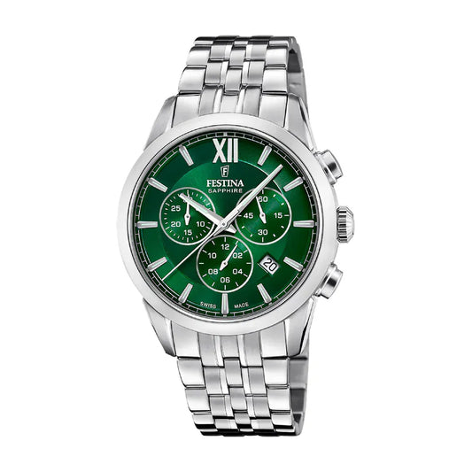 Festina Swiss Chronograph 41mm Green Dial Men's Watch F20040/3