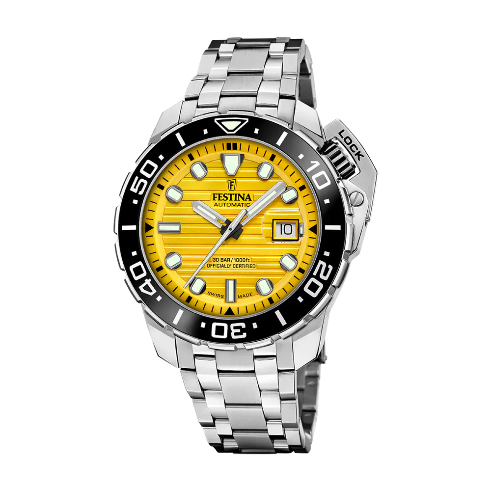 Festina Swiss Made 47mm Odyssey Diver Yellow Dial Men's Watch F20043/1