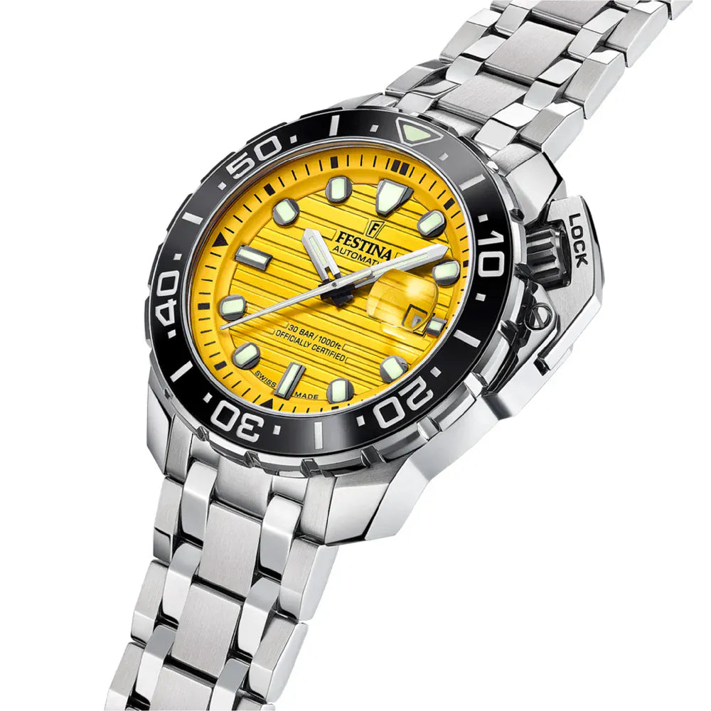 Festina Swiss Made 47mm Odyssey Diver Yellow Dial Men's Watch F20043/1