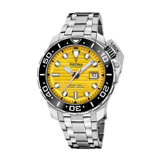 Festina Swiss Made 47mm Odyssey Diver Yellow Dial Men's Watch F20043/1