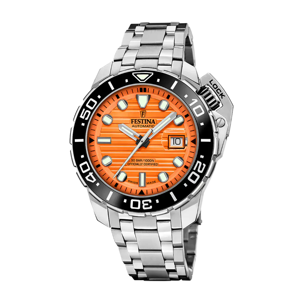 Festina Swiss Made 47mm Odyssey Diver Orange Dial Men's Watch F20043/3