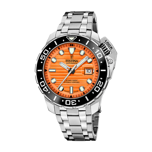 Festina Swiss Made 47mm Odyssey Diver Orange Dial Men's Watch F20043/3