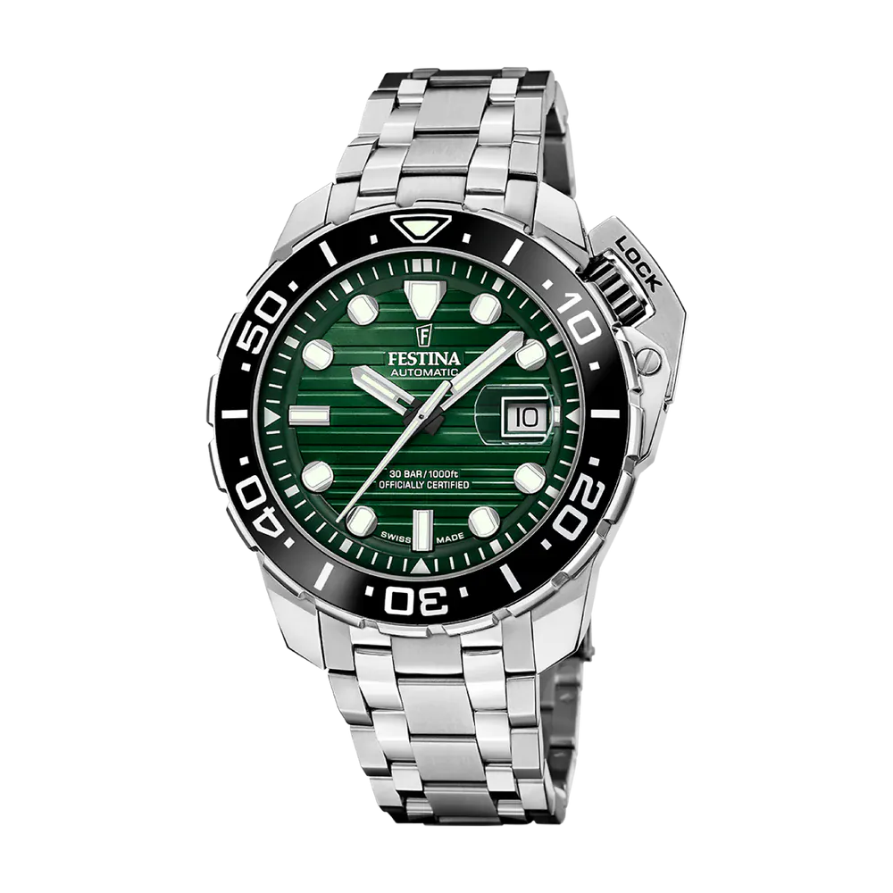 Festina Swiss Made 47mm Odyssey Diver Green Dial Men's Watch F20043/4