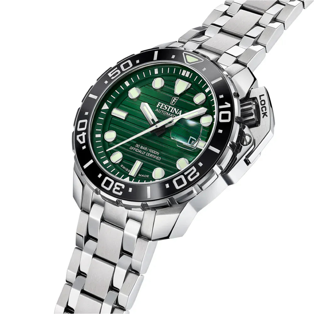 Festina Swiss Made 47mm Odyssey Diver Green Dial Men's Watch F20043/4
