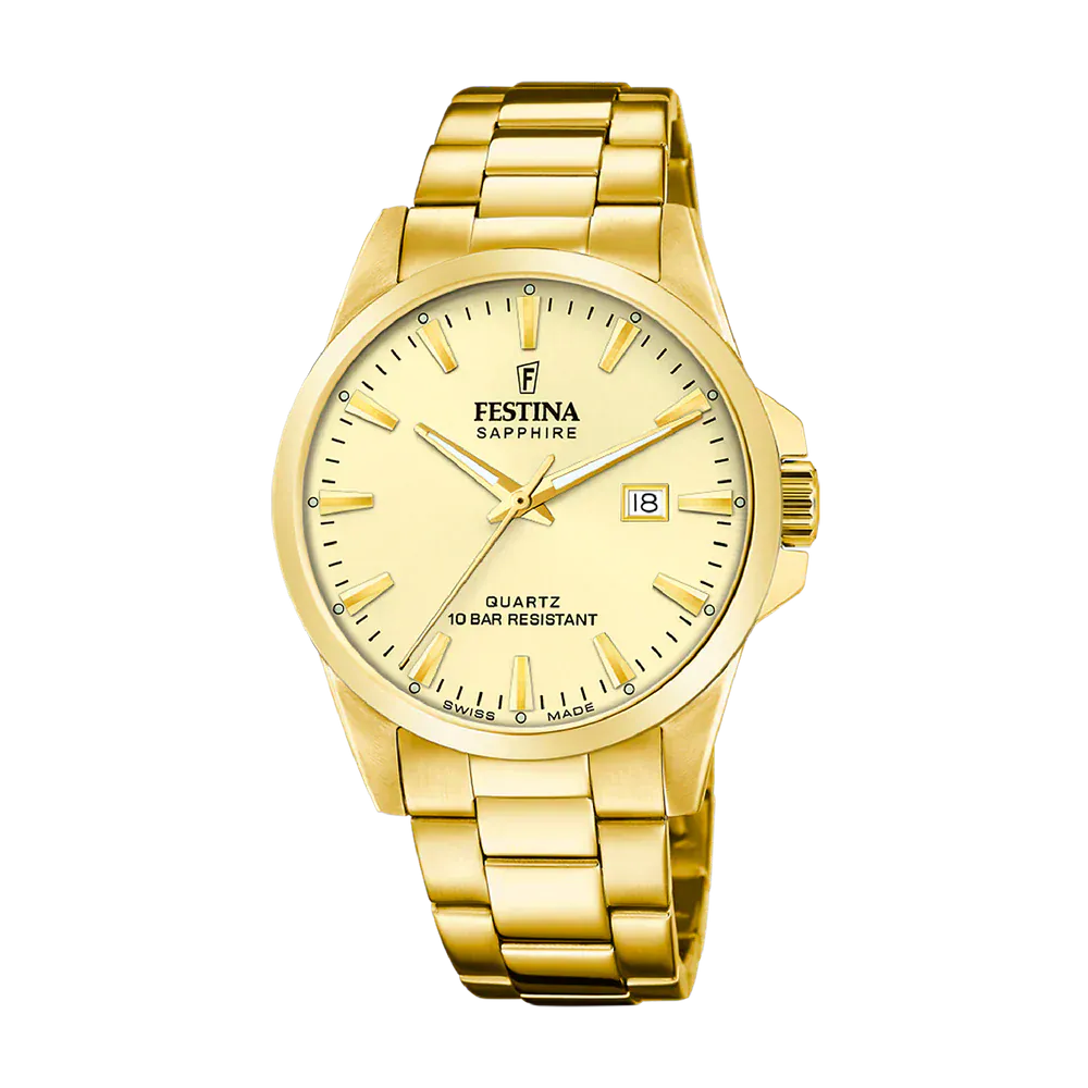 Festina Swiss Classic 41mm Gold Dial Men's Watch F20044/4