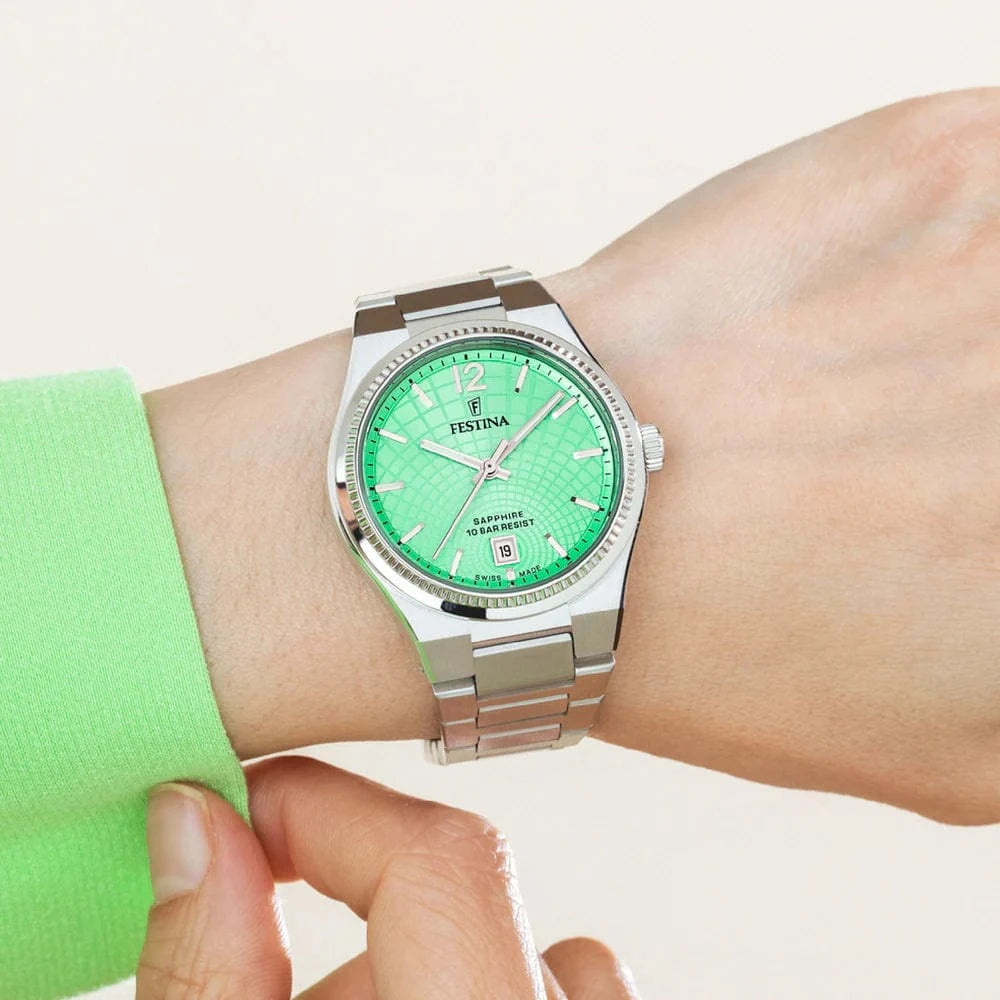 Festina Swiss Rivé 35mm Green Dial Women's Watch F20052/4