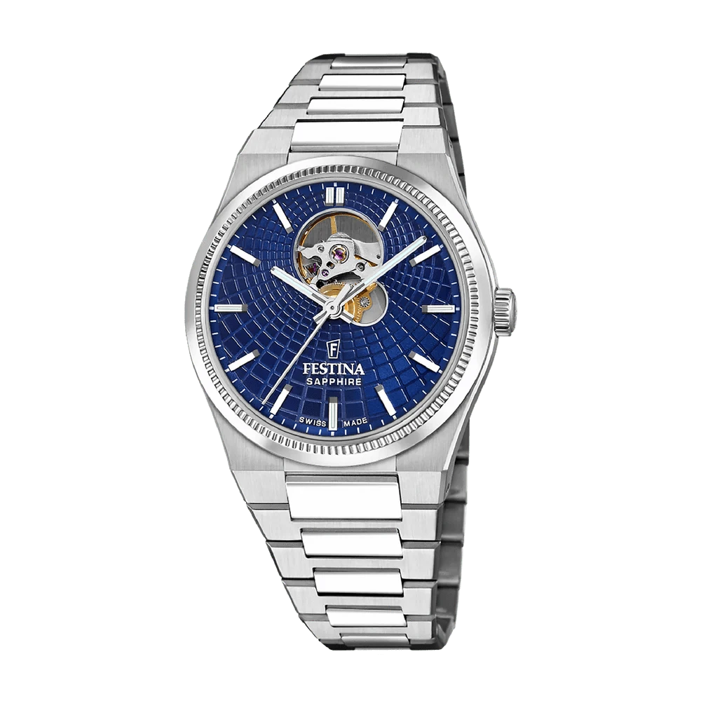 Festina Swiss Made 40mm Rivé Open Heart Blue Dial Men's Watch F20053/2